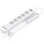 Aisens Regleta con Interruptor ASPS-2A2C14-W con 5 Tomas y 4 Puertos USB Blanco